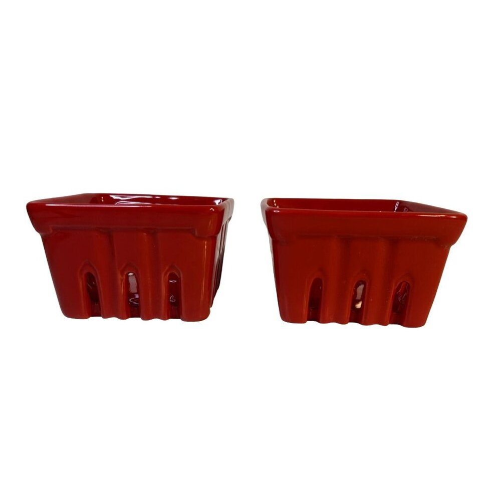 Tag Home Decor Set Of 2 Red Retro Ceramic Classic Square Berry Bowl Baskets